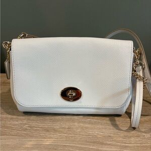 Coach White Crossbody Bag with Turn-Lock Closure